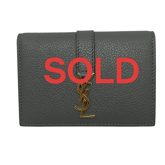 SAINT LAURENT PARIS Cassandre Gray Leather - Business Card Holder 347-063025 - Picture 1 of 4